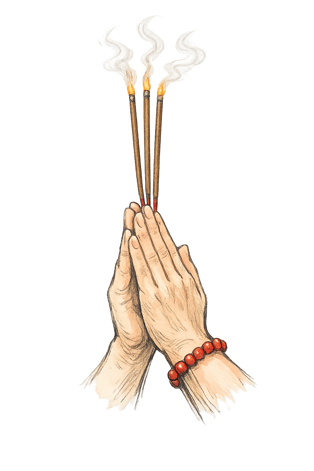 虔誠合十上香祈福
